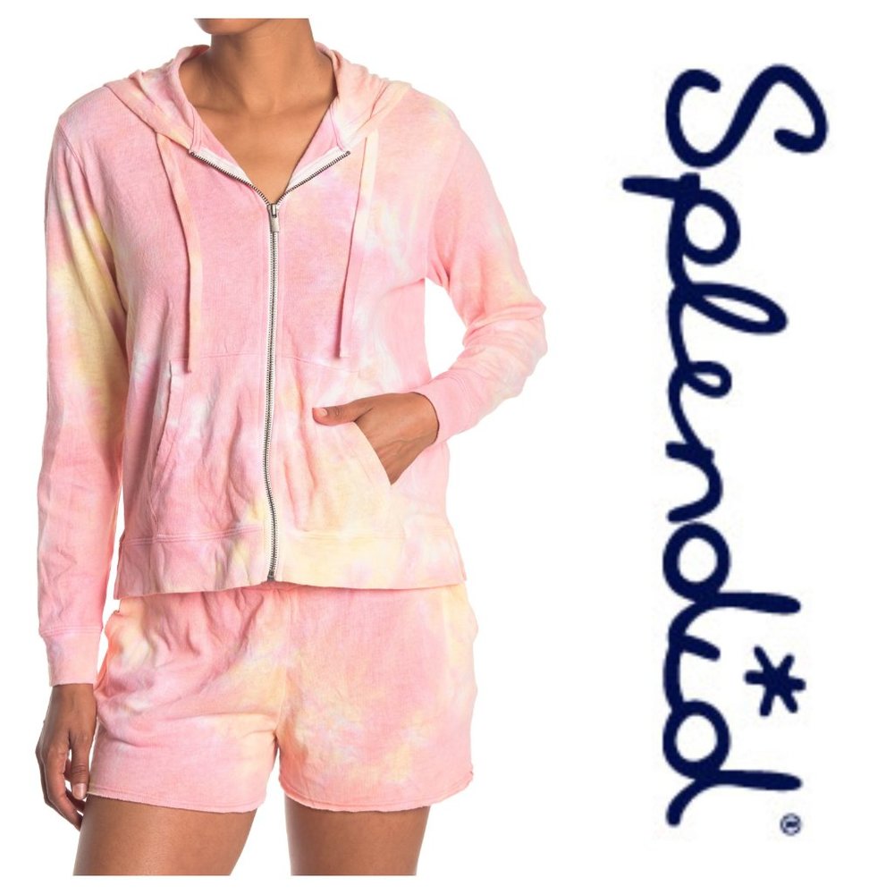 Splendid Sunbloom Tie Dye Light Zip Up Hoodie S